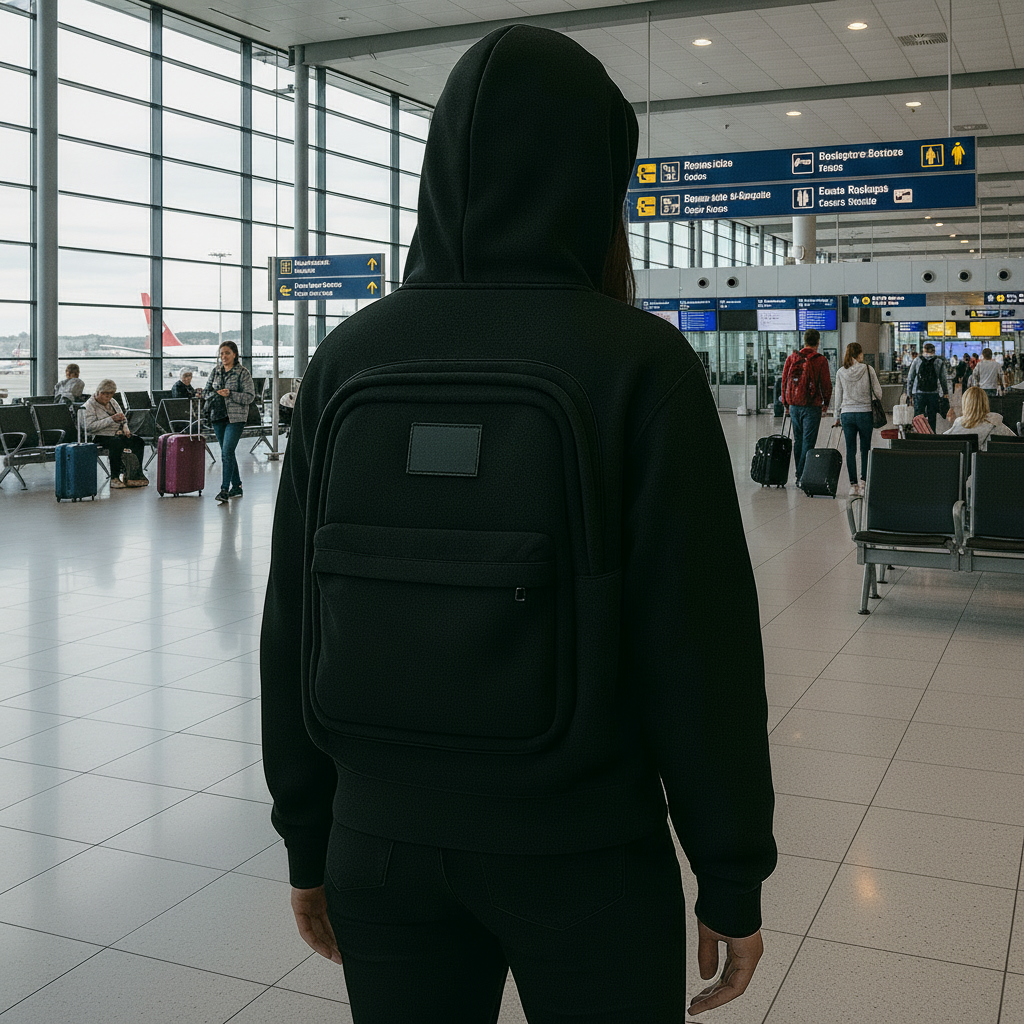 Felpa Ryanair "Ninja" con Zaino Integrato, più spazio in volo, zero ansia bagagli
