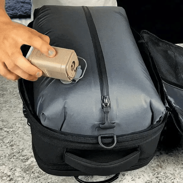 BANGE Zaino Da Viaggio Sottovuoto 35L Con Pompa Elettrica - Espandibile E Antifurto Con Lucchetto TSA